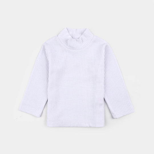 Infant Unisex Rib Turtle Neck T-Shirt - WHITE