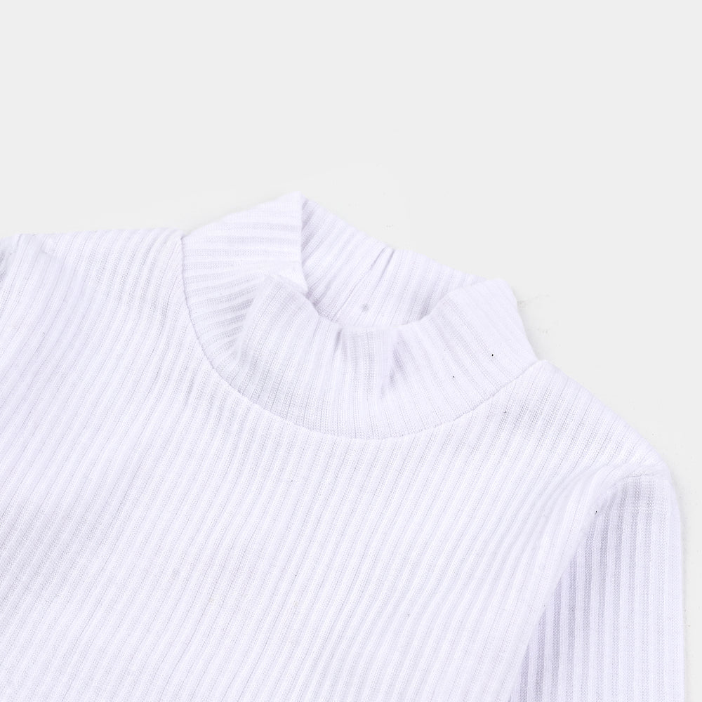 Infant Unisex Rib Turtle Neck T-Shirt - WHITE