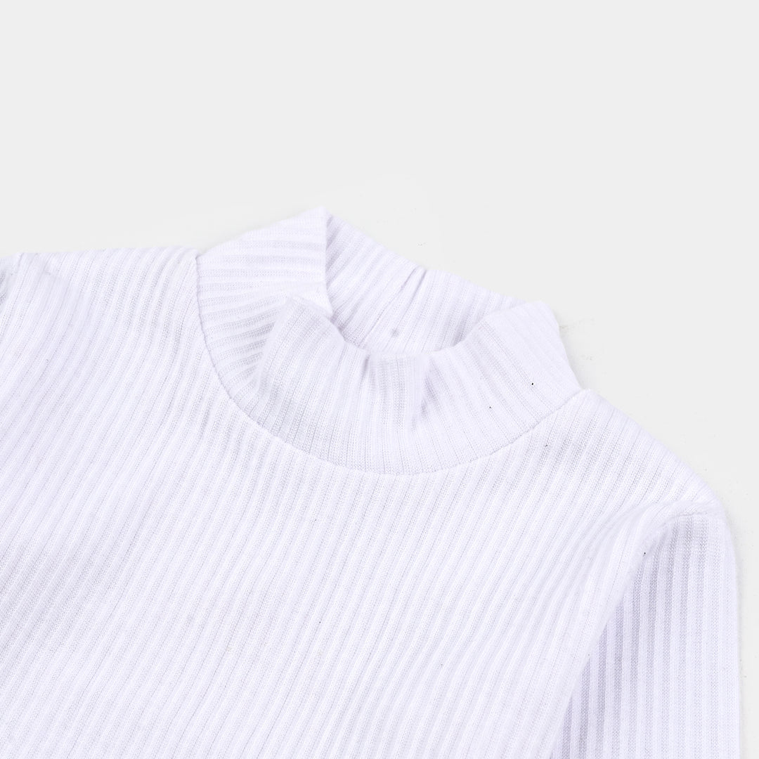 Infant Unisex Rib Turtle Neck T-Shirt - WHITE