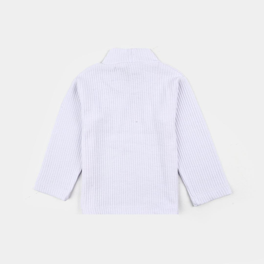 Infant Unisex Rib Turtle Neck T-Shirt - WHITE