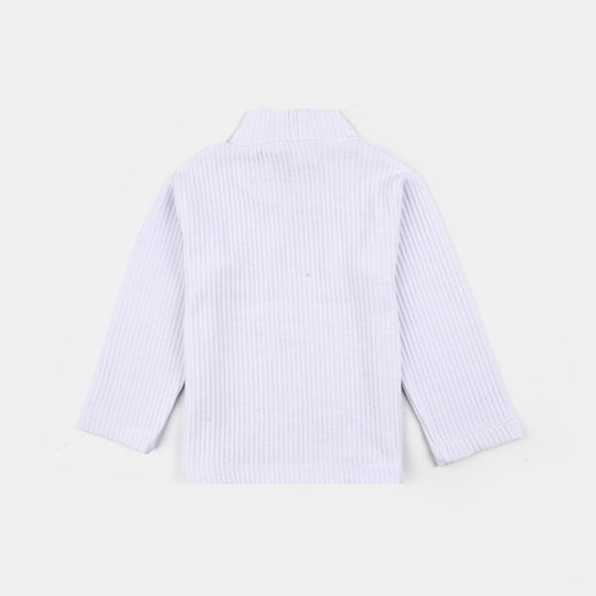 Infant Unisex Rib Turtle Neck T-Shirt - WHITE