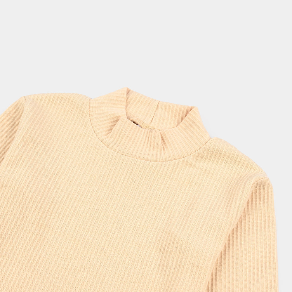 Infant Unisex Rib Turtle Neck T-Shirt - Wood.Ash
