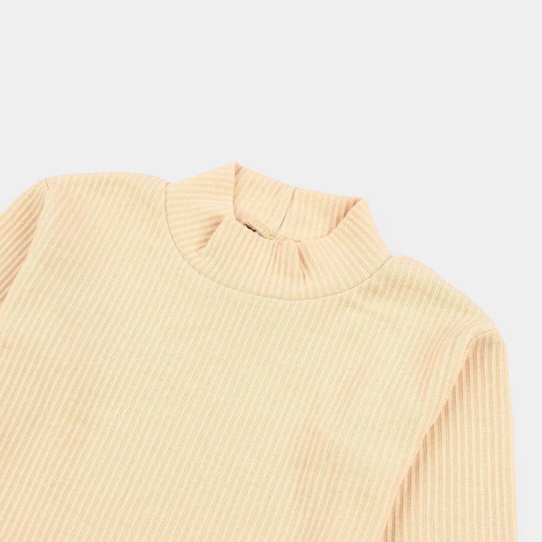 Infant Unisex Rib Turtle Neck T-Shirt - Wood.Ash