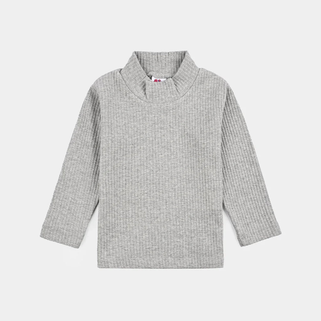 Infant Unisex Rib Turtle Neck T-Shirt - Dark.Grey
