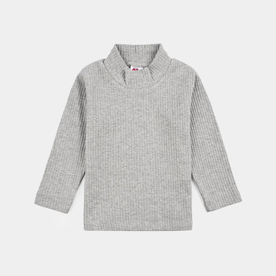 Infant Unisex Rib Turtle Neck T-Shirt - Dark.Grey