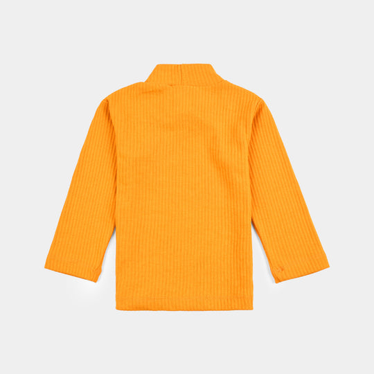Infant Unisex Rib Turtle Neck T-Shirt - Sun Flower