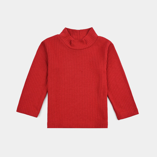 Infant Unisex Rib Turtle Neck T-Shirt - C.Red