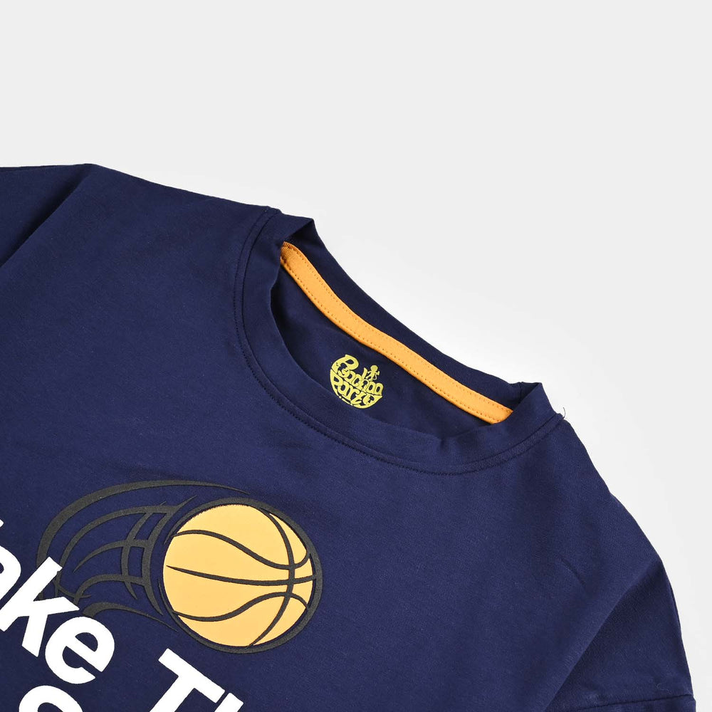 Boys Lycra Jersey T-Shirt H/S TAKE THE SHOT-NAVY