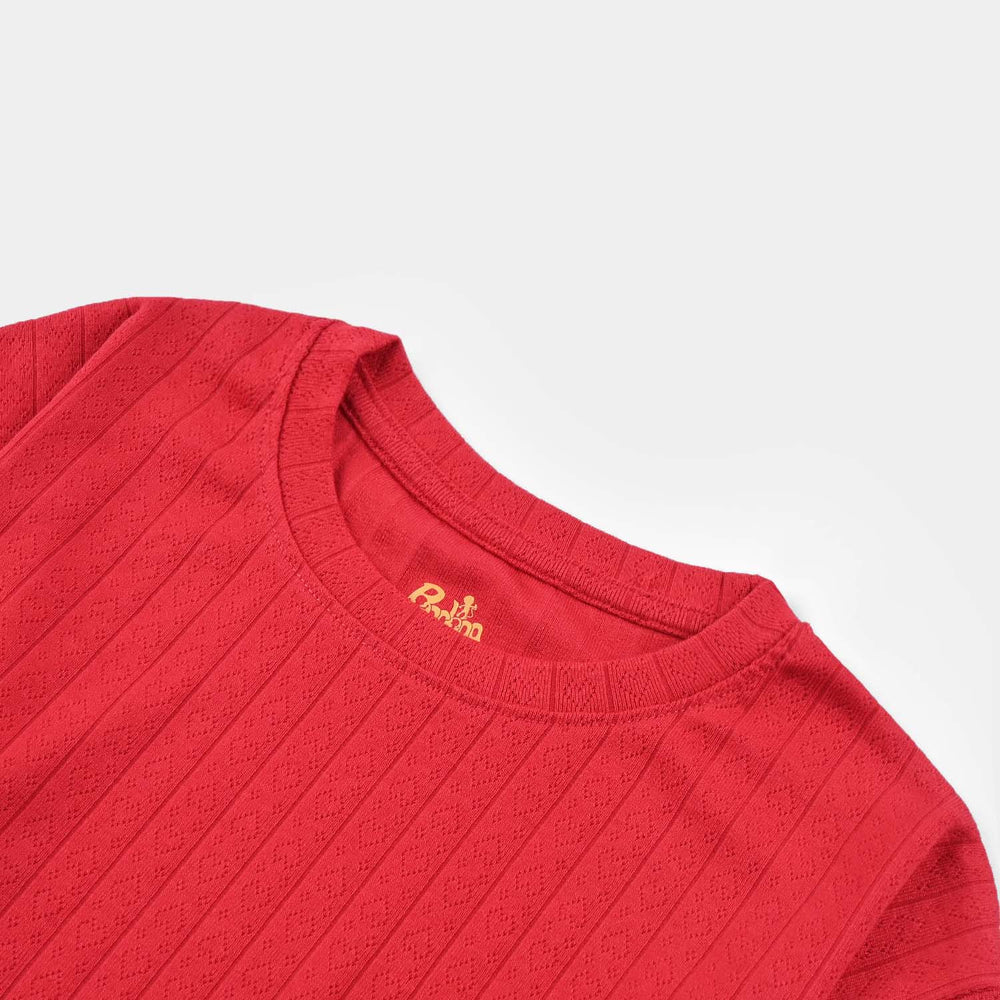 Girls Jacquard T-Shirt H/S SUNFLOWER-Red