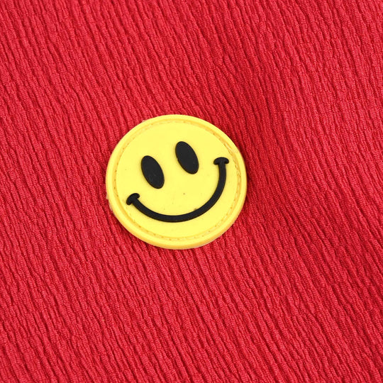Girls Poly Crinkle T-Shirt H/S SMILEY-Red