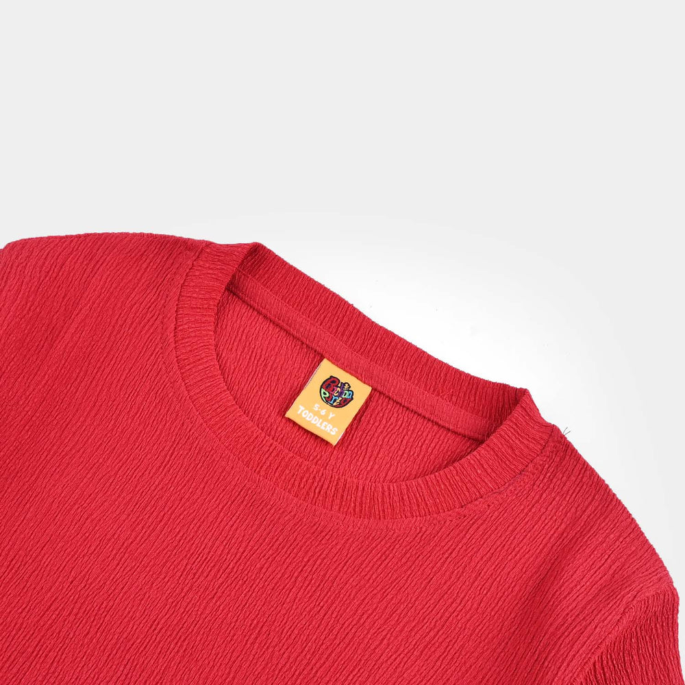 Girls Poly Crinkle T-Shirt H/S SMILEY-Red