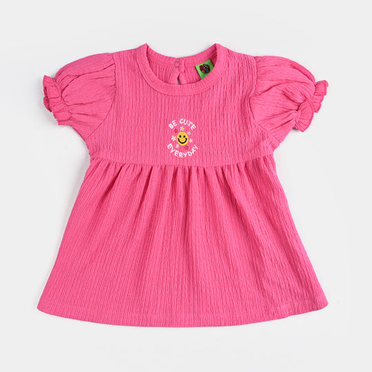 Infant Girls Poly Crinkle Frock BE CUTE-Hot Pink