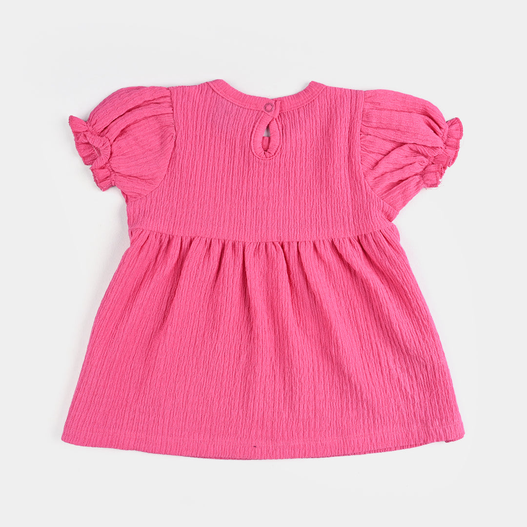Infant Girls Poly Crinkle Frock BE CUTE-Hot Pink