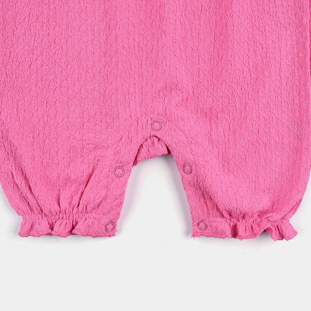 Infant Girls Jacquard Romper Fashion Bow Style-Pink