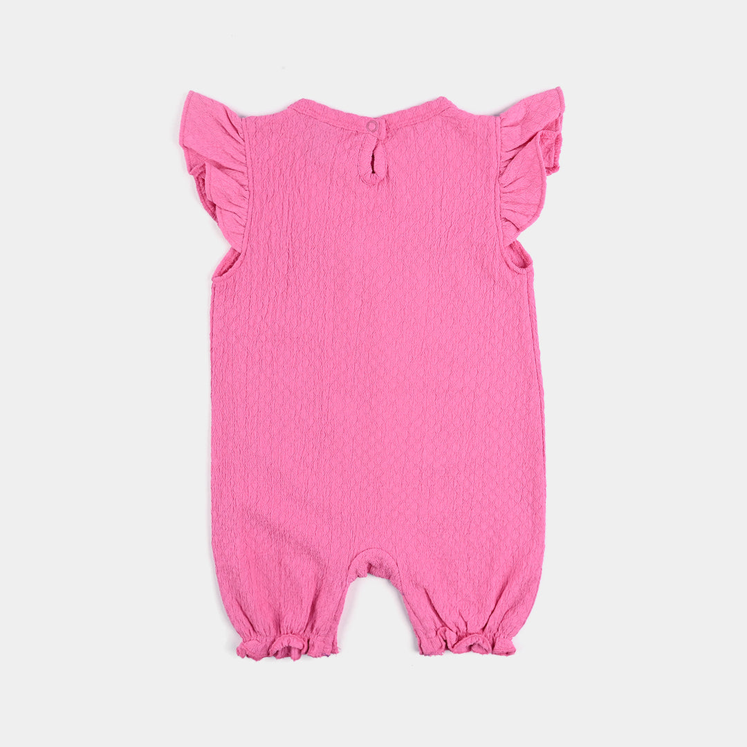 Infant Girls Jacquard Romper Fashion Bow Style-Pink