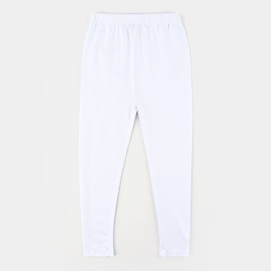 Girls Jersey/Terry Tights -White