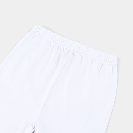 Girls Jersey/Terry Tights -White