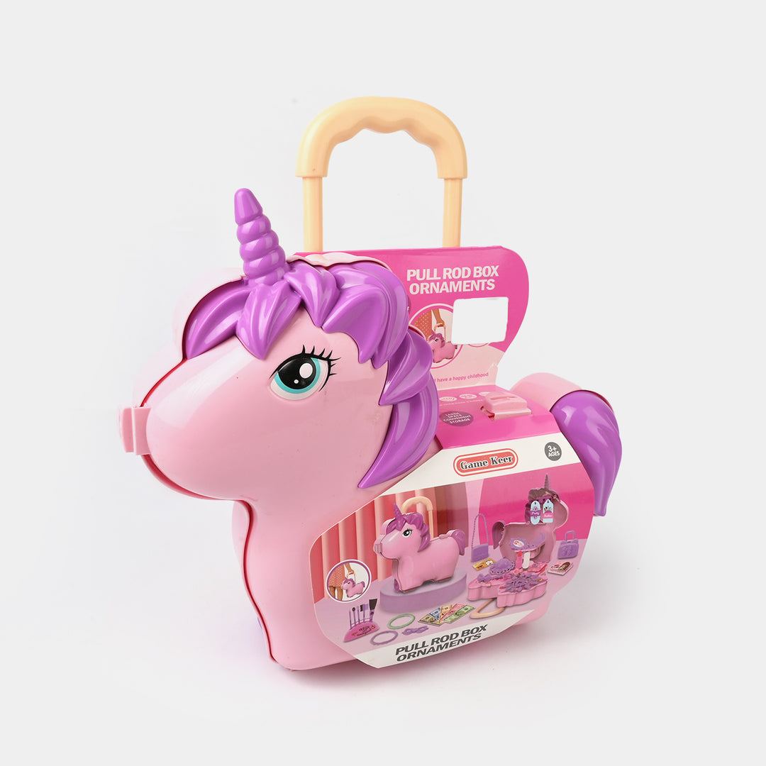3-in-1 Cartoon Horse Travel Bag Makeup Toy