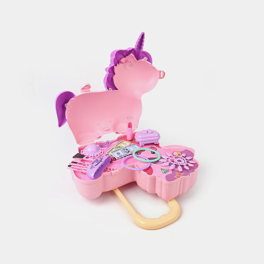 3-in-1 Cartoon Horse Travel Bag Makeup Toy