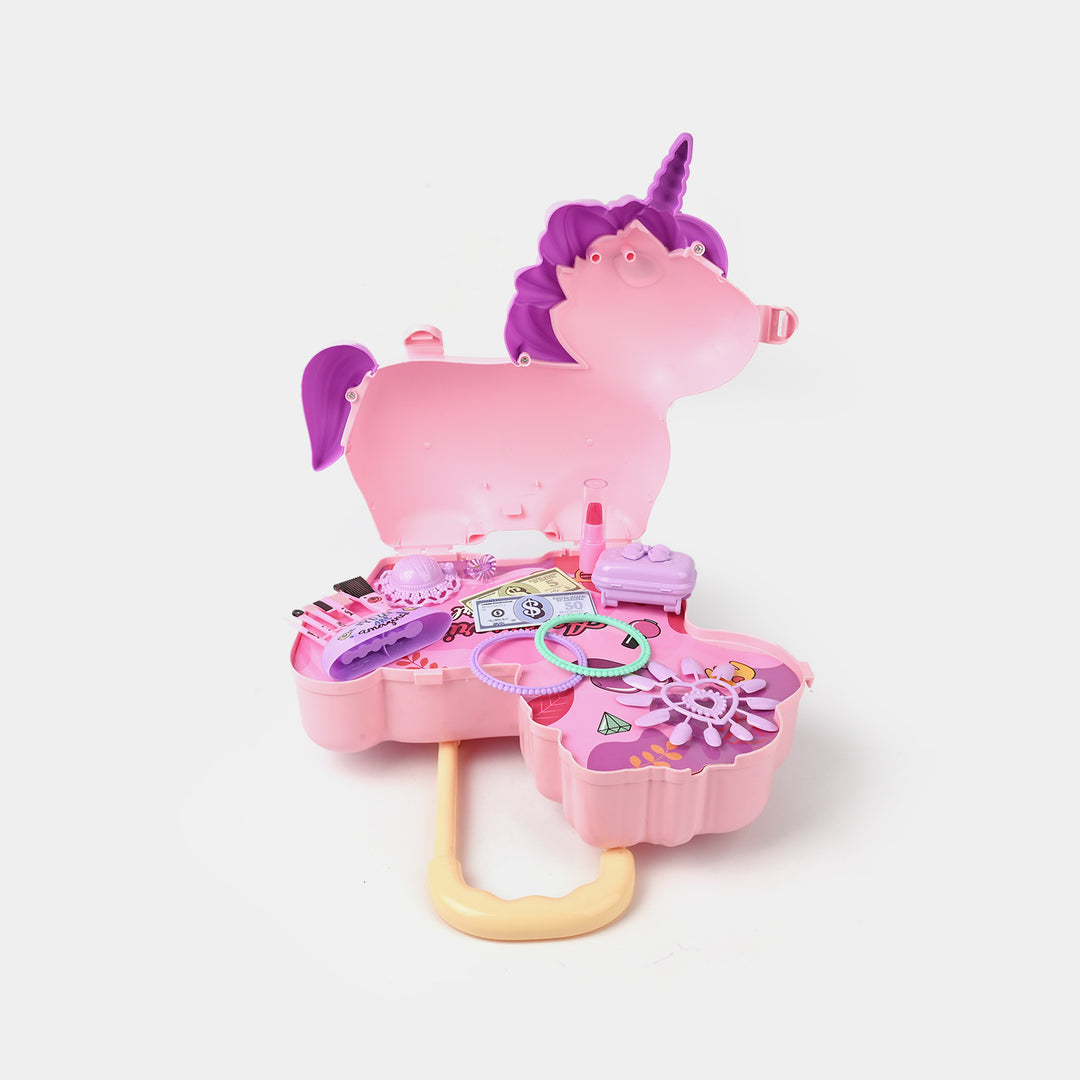 3-in-1 Cartoon Horse Travel Bag Makeup Toy