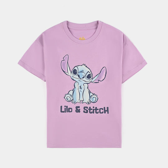 Girls Jersey/Terry T-Shirt-Purple