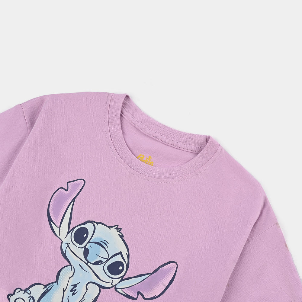 Girls Jersey/Terry T-Shirt-Purple
