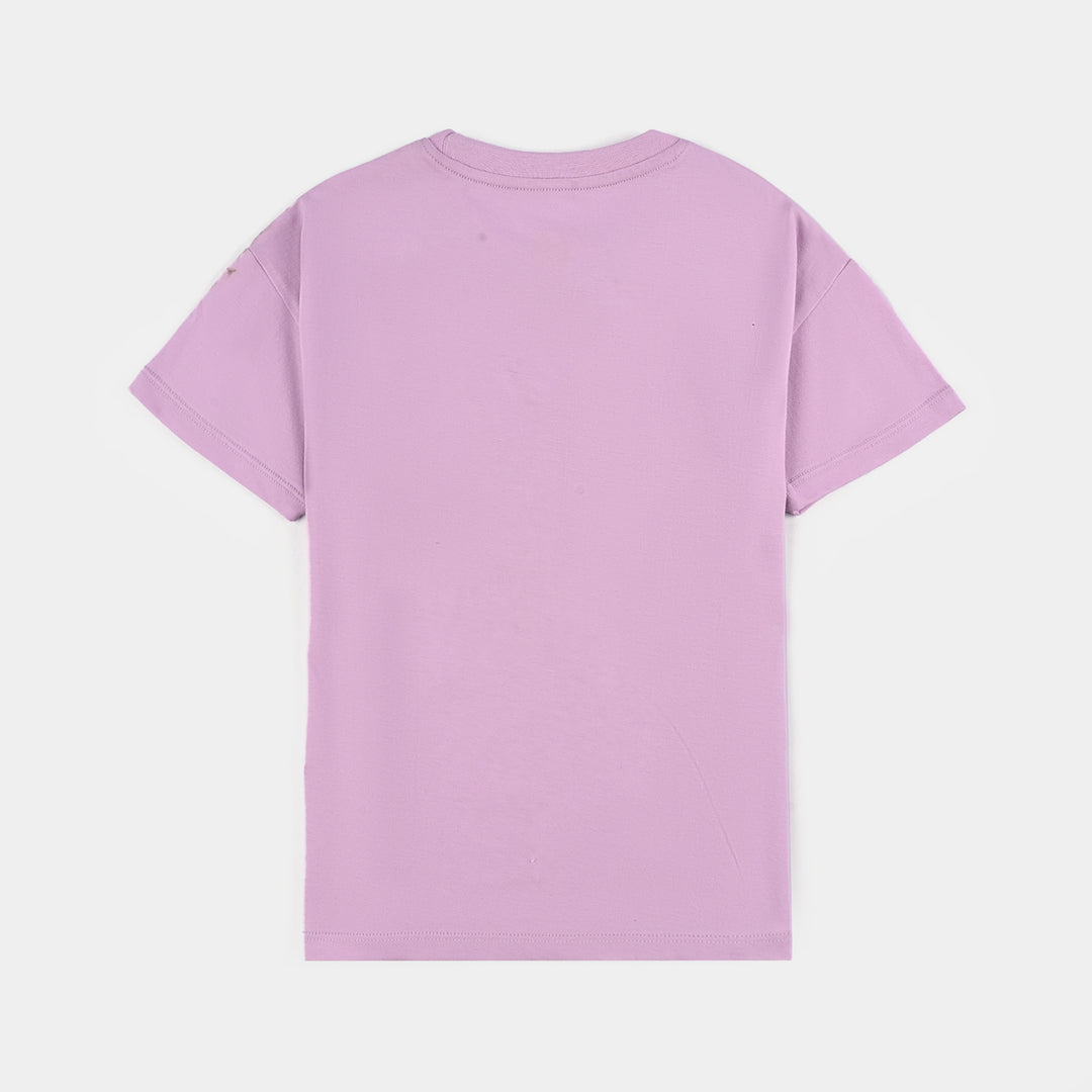 Girls Jersey/Terry T-Shirt-Purple