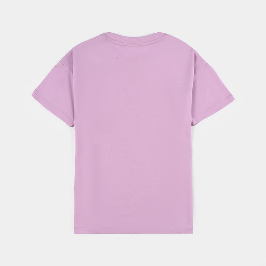Girls Jersey/Terry T-Shirt-Purple
