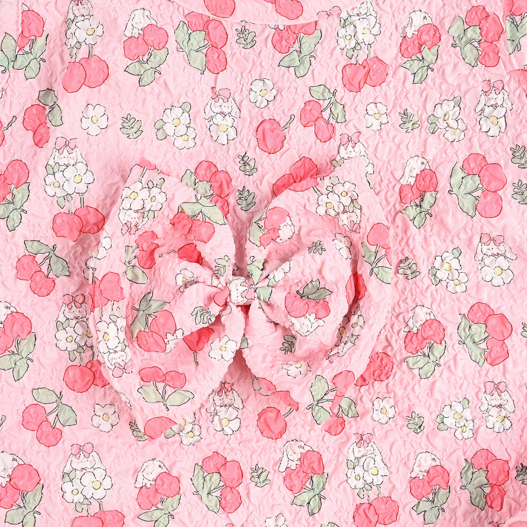 Infant Girls Poly Crinkle Casual Top Cherry-Pink