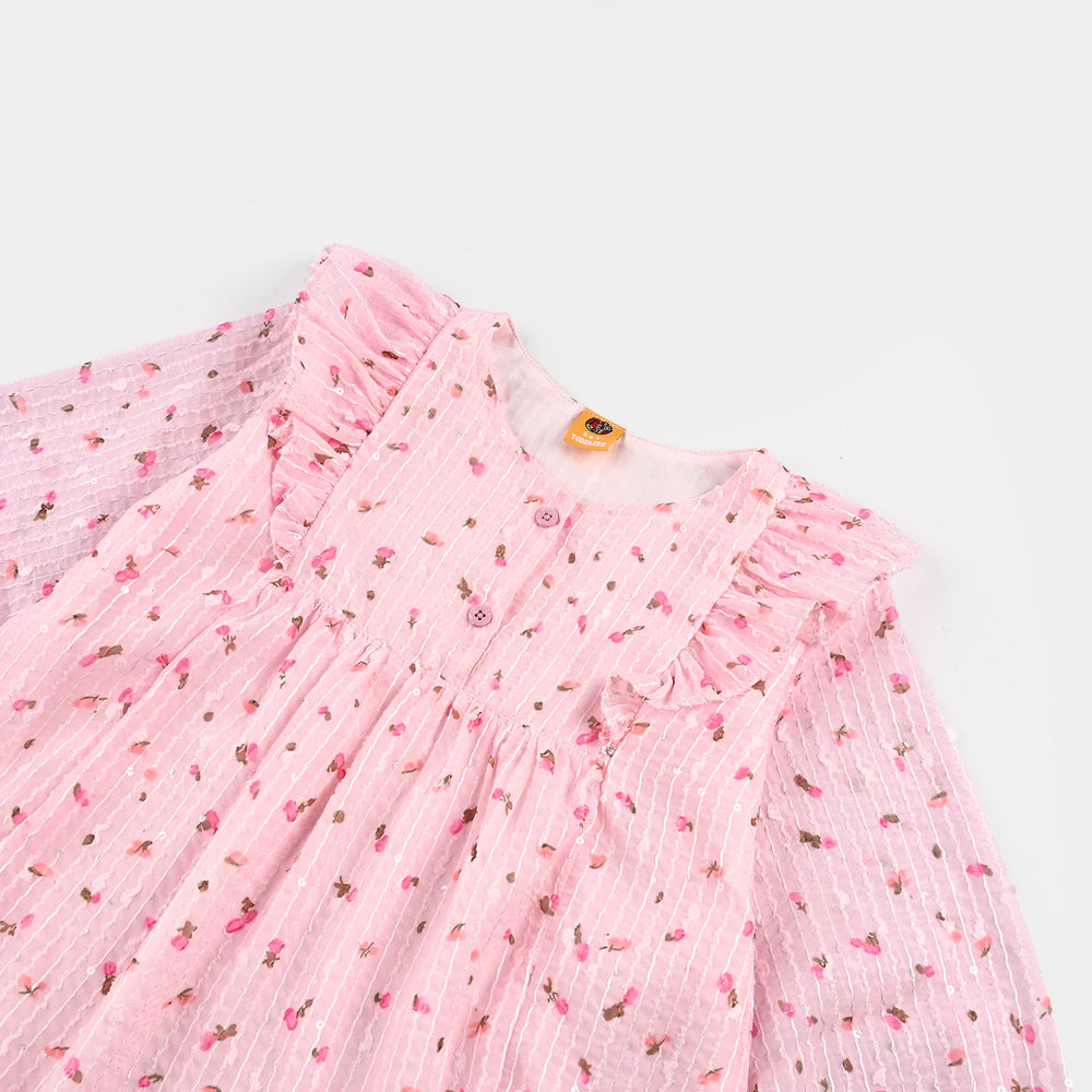 Girls Chiffon Casual Top-Pink