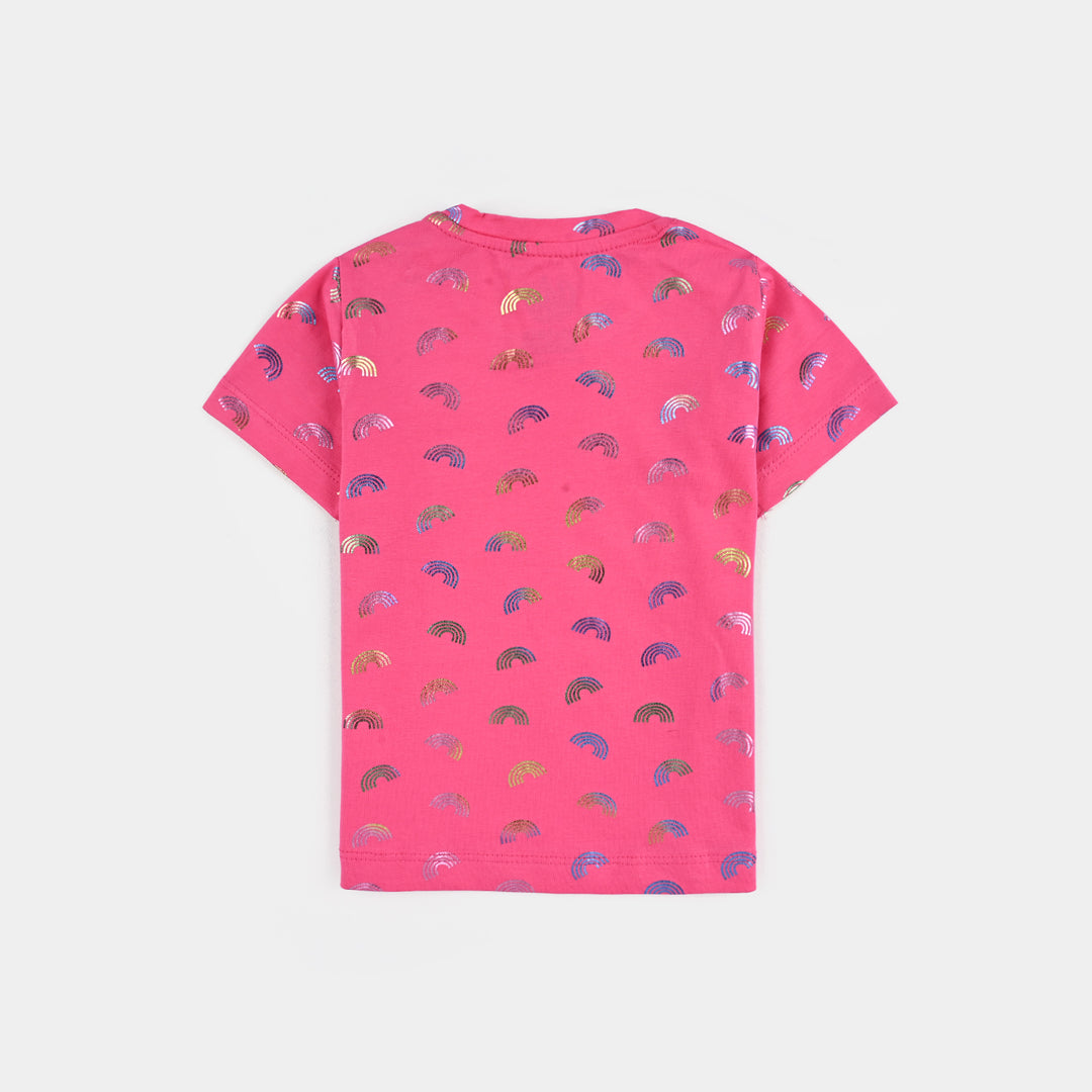 Infant Girls Lycra Jersey T-Shirt Rainbow-Pink