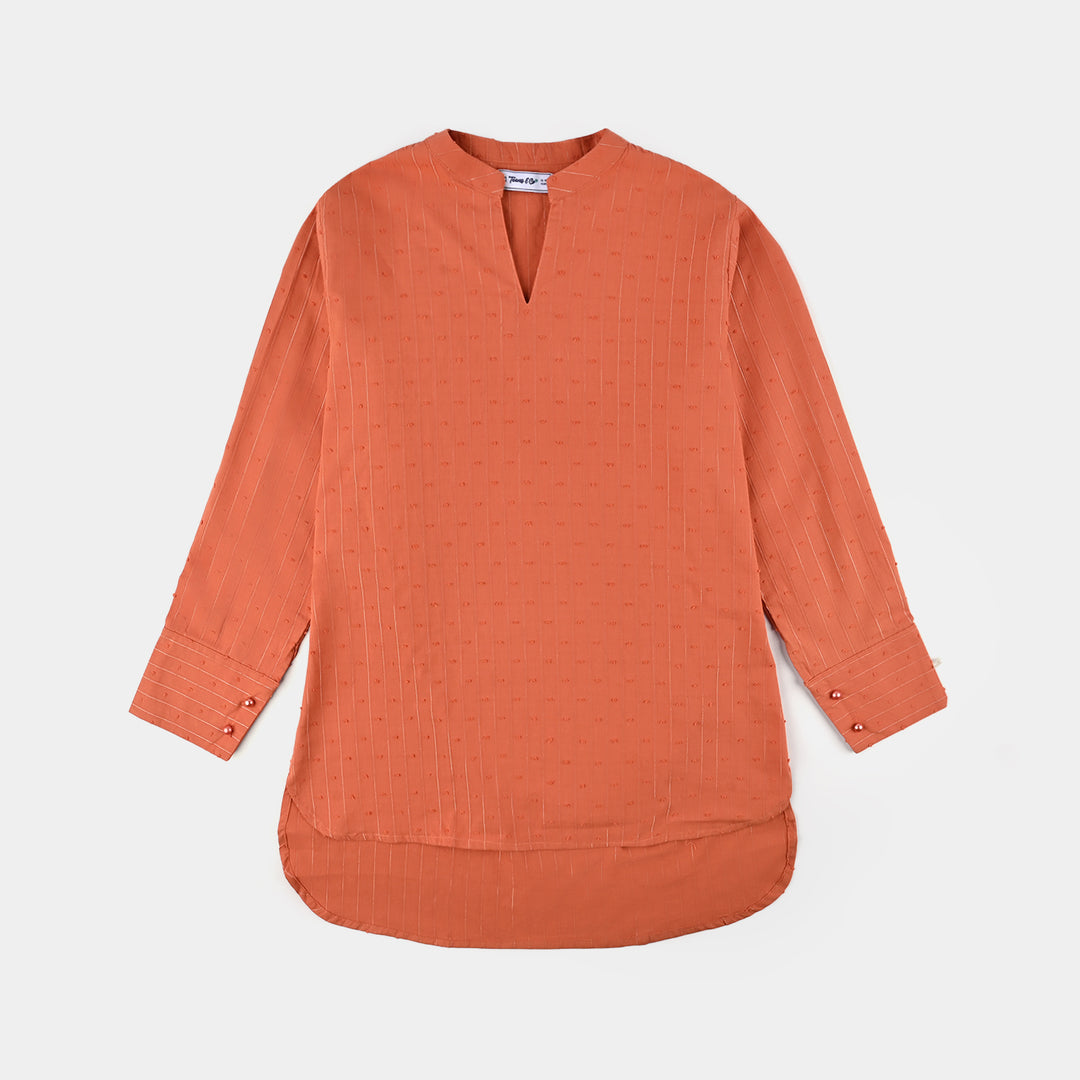 Teens Girls Poly Cotton Casual Top-Rust