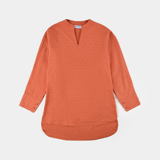 Teens Girls Poly Cotton Casual Top-Rust
