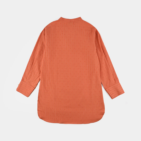 Teens Girls Poly Cotton Casual Top-Rust