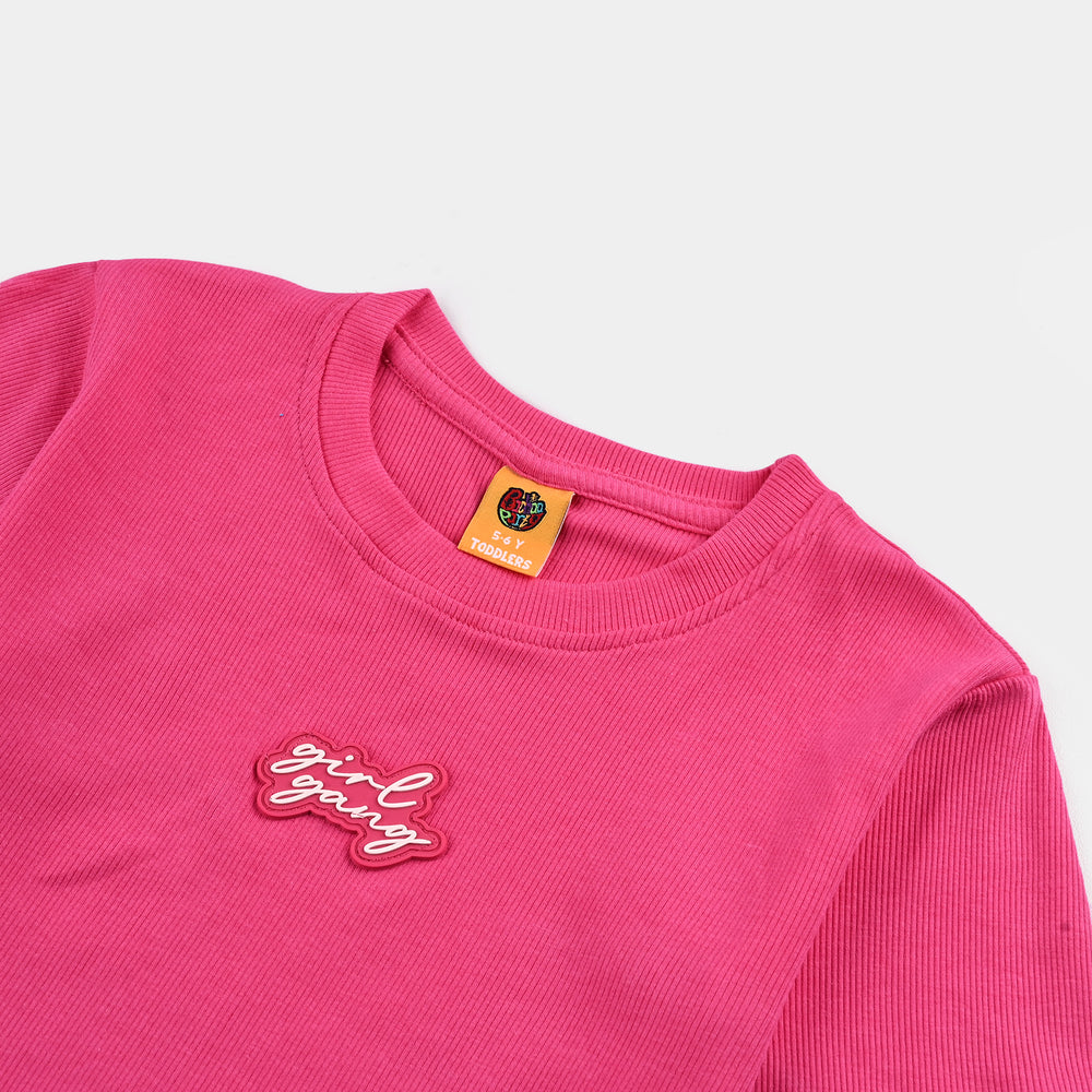 Girls 2x1 Rib T-Shirt H/S Girls Gang-Pink