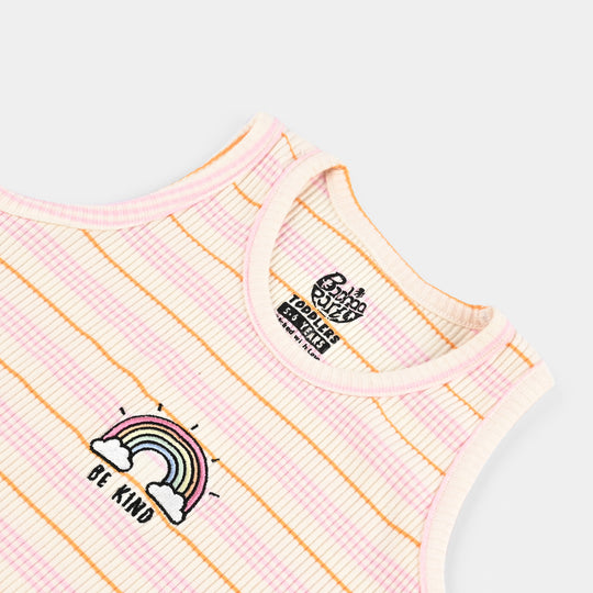 Girls 2x1 Rib Sando Stripes (Be Kind) -Multi