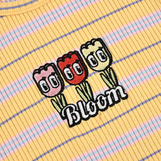 Girls 2x1 Rib Sando Stripes - Bloom