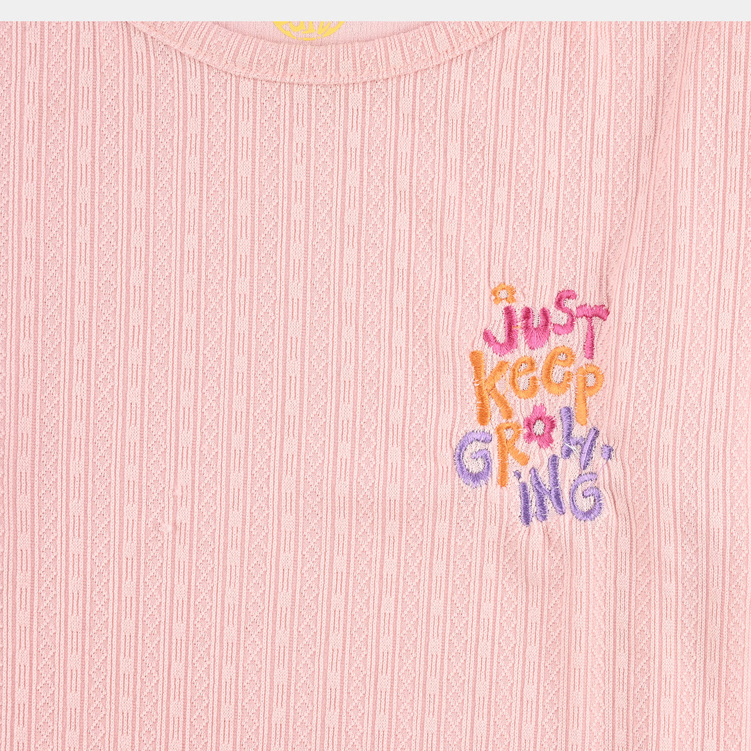 Girls Lycra Jersey T-Shirt H/S Just Keep Growing-Pink