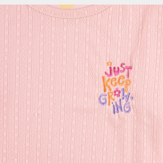 Girls Lycra Jersey T-Shirt H/S Just Keep Growing-Pink