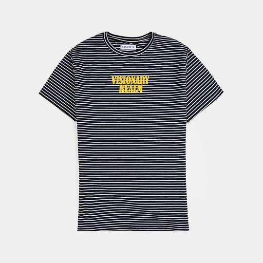 Teens Boys Yarn Dyed T-Shirt H/S SEEK THE POSITIVE-NAVY