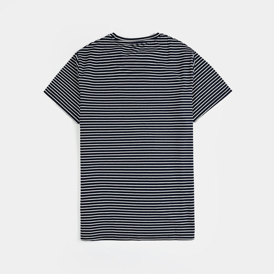 Teens Boys Yarn Dyed T-Shirt H/S SEEK THE POSITIVE-NAVY