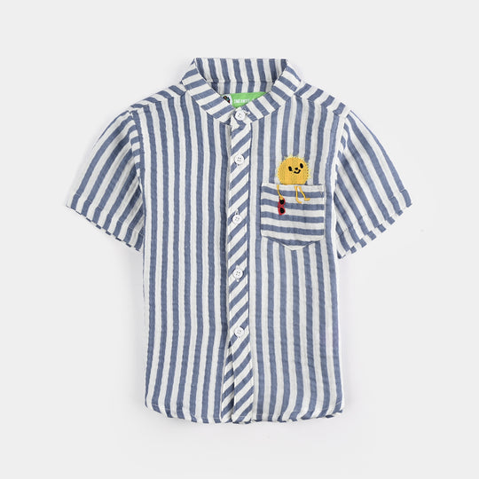 Infant Boys Yarn Dyed Casual Shirt (Sun In MY PKT)-Blue