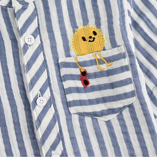 Infant Boys Yarn Dyed Casual Shirt (Sun In MY PKT)-Blue