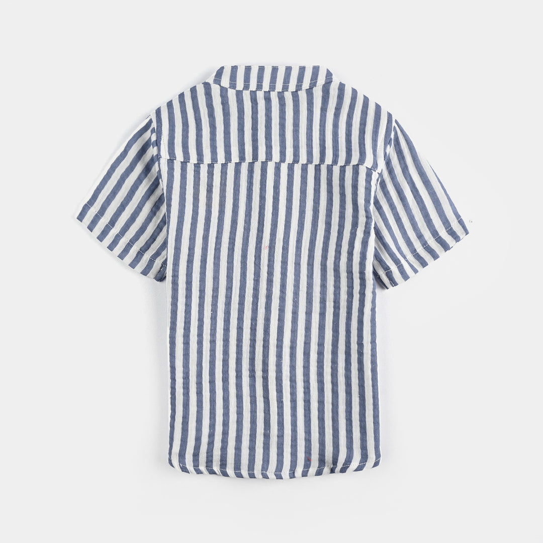Infant Boys Yarn Dyed Casual Shirt (Sun In MY PKT)-Blue