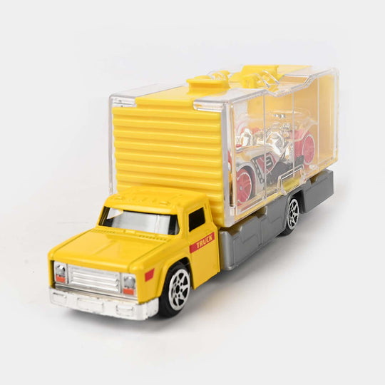 Mini Metal Container Truck with Die-Cast Car