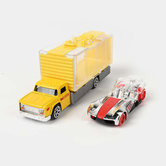Mini Metal Container Truck with Die-Cast Car