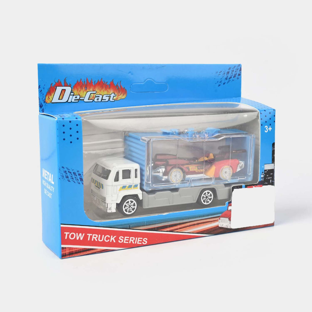 Mini Metal Container Truck with Die-Cast Car