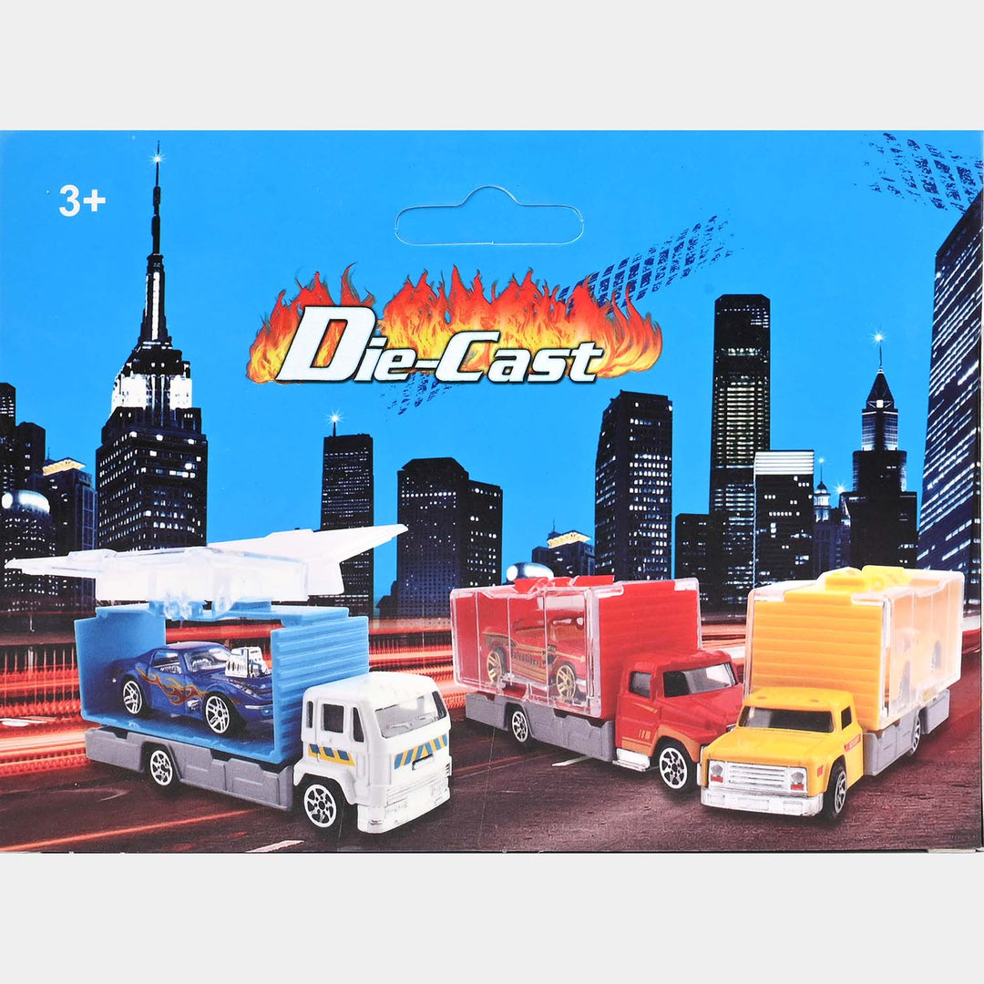 Mini Metal Container Truck with Die-Cast Car