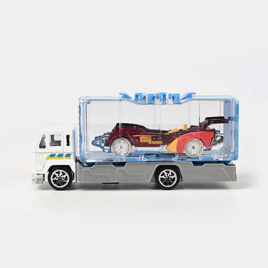 Mini Metal Container Truck with Die-Cast Car