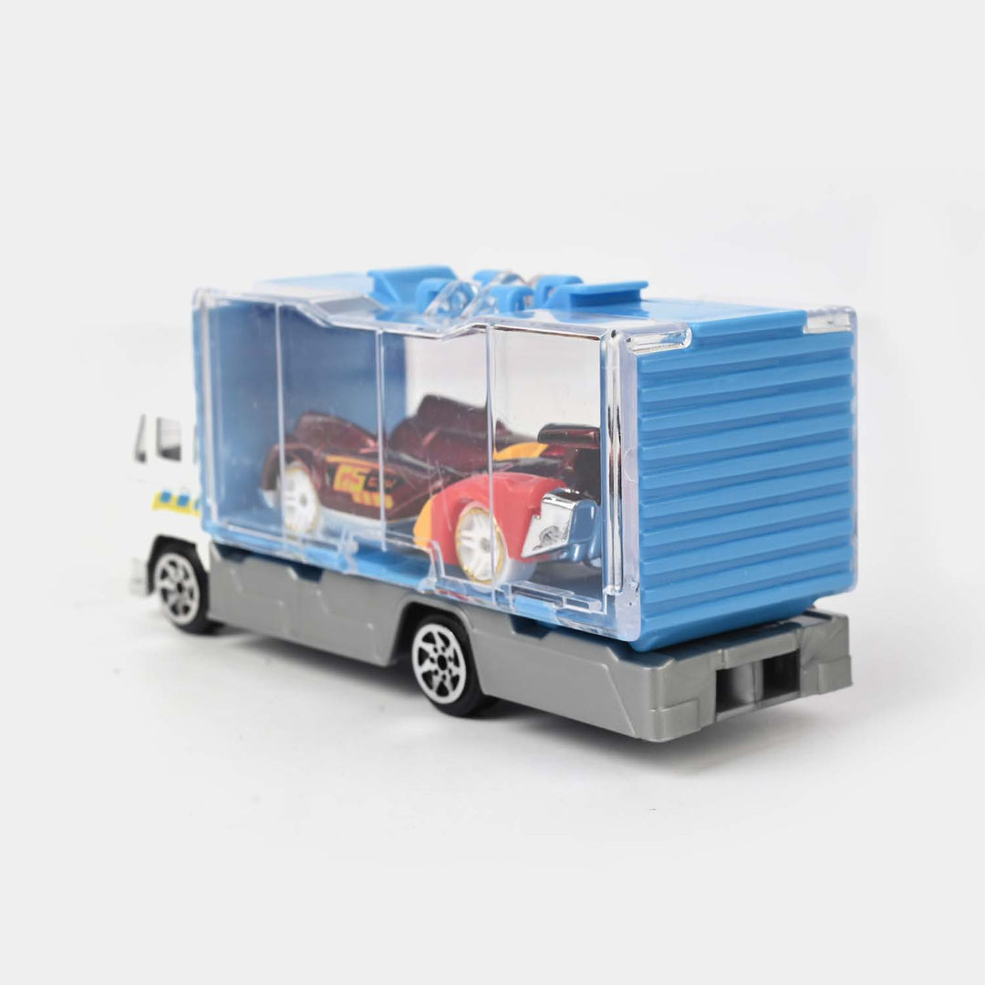Mini Metal Container Truck with Die-Cast Car